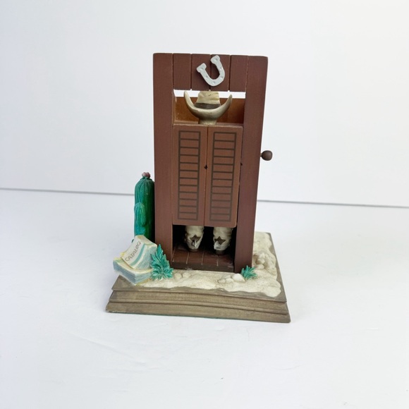 Vintage 1982 San Francisco Music Box Co Cowboy Outhouse Home on the Range Funny - Picture 1 of 9
